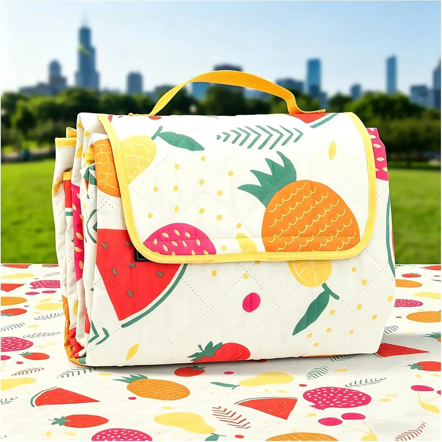 Portable Picnic Blanket, 3 Layer Waterproof Sand Proof Camping Mat, 79x59 inch Large Outdoor Blanket, Lightweight Folding Travel Blanket