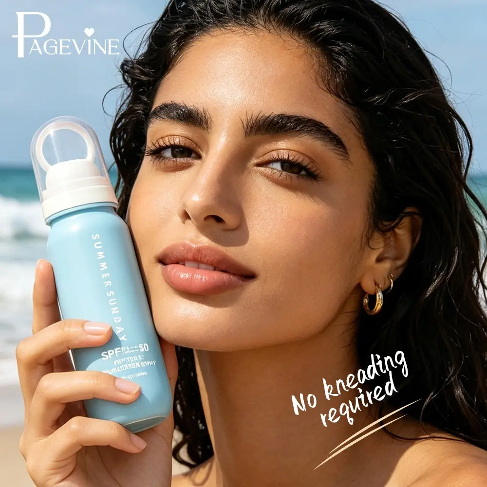 PAGEVINE Summer Sunday SPF50 Plus Sunscreen Isolation Spray 100ml Watermelon Cool Lemon Vitamin C Two Scents Lightweight Portable For Daily Commute Outdoor Beach Sun Protection
