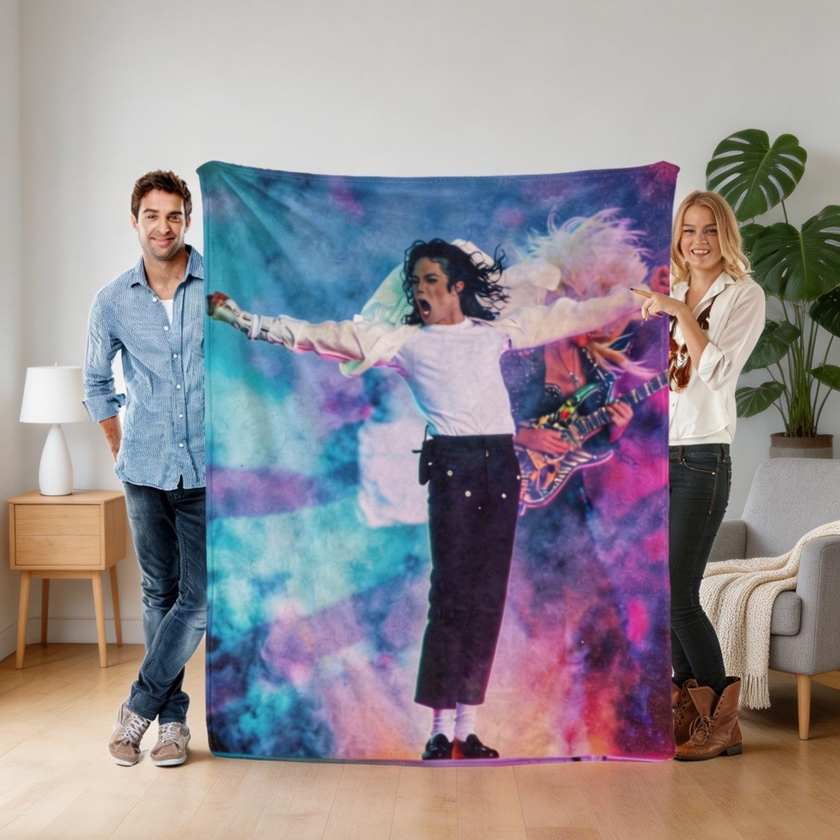 Michael Jackson Performance Flannel Blanket, King of Pop Concert Throw Blanket, Soft Cozy Blanket for Sofa Bed, Music Fan Decor, Perfect Gift