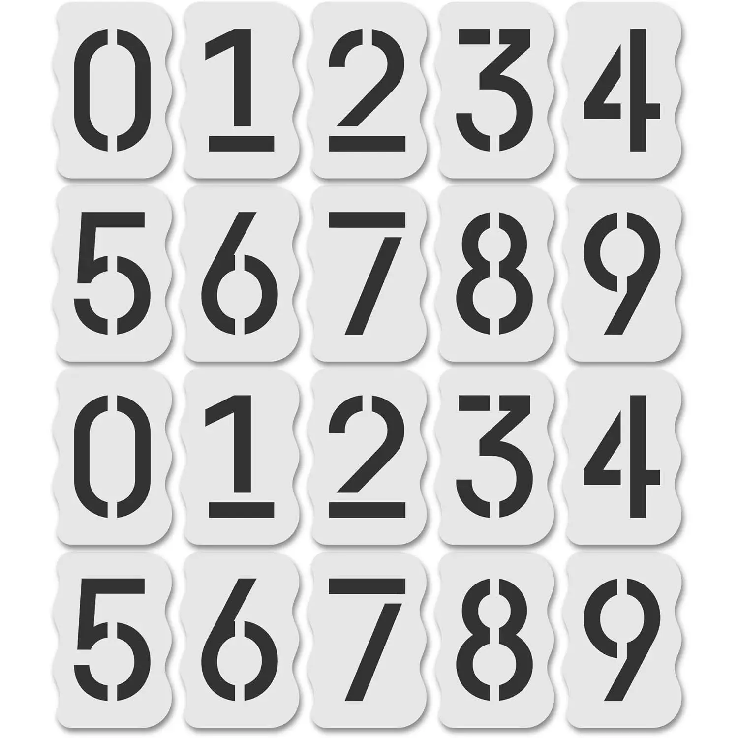 Curb Stencil Kit for Address Painting, Includes All 4-Inch Numbers, Durable Reusable Plastic Stencils for Sidewalk, Pavement and Industrial Use, 2 of Each Classic Font with Curb Frame