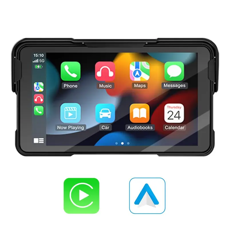 Venbes 5-Inch Wireless Carplay Android Auto Motorcycle Navigation, Touchscreen, Car Media Player, Ip67 Waterproof, Bluetooth-compatible 5.0, Quick-Release Design