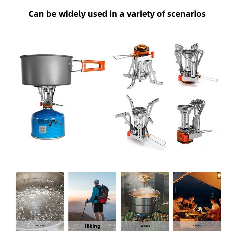 Portable Camping Stove with Electronic Ignition Backpacking Stoves Mini Integrated Cookware for Travel Outdoor Hiking Picnic Cooking