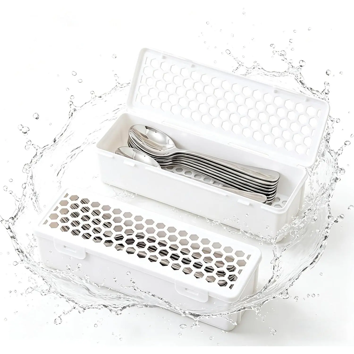 2 Pack Dishwasher Basket for Small Items,Silverware Basket, Space-Saving Dishwasher Utensil Basket Holder for Chopsticks, Forks, Scoops & Small Kitchen Tools, Dishwasher Basket for Washing, Drying
