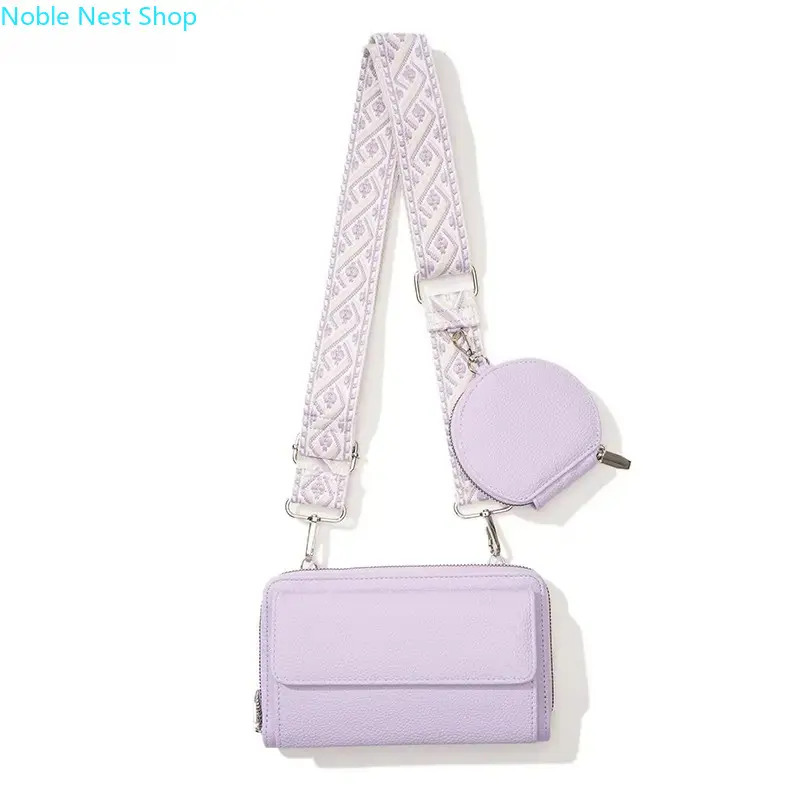 Women’s Wide Strap Mommy Crossbody Bag, Trendy All-in-One Cellphone Shoulder Purse with Independent Pouch Durable Daily Carry