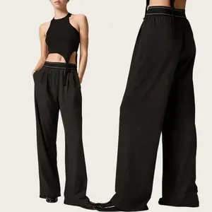 Women's Soft Oversized Minimalist Elastic High-Waisted Wide Leg Trousers - American Retro, Lightweight, Quick-Dry, Breathable, Casual Everyday Chic Bottoms for Girls (Sports & Outdoor Sports Bottoms) tiktokshopspringglowup