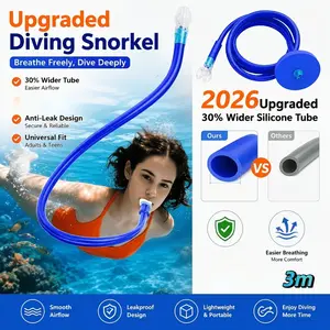 2026 Upgraded 118.1in (300cm) Dual-Tube Snorkel: Anti-Choke Design, Silicone Underwater Breathing System with Leak-Proof Features. Suitable for Adults and Beginners; Ideal for Swimming, Snorkeling, Diving, and Underwater Cleaning.