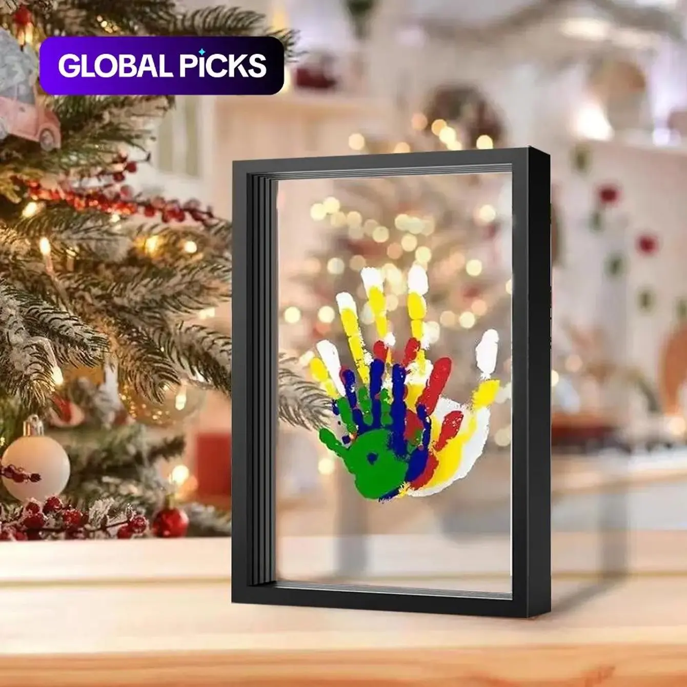 Transparent Handprint Frame Set, DIY Family Memorial Gift Kit, Acrylic Board, Colorful Paints, Holds Up to 4 Handprints, Modern Style