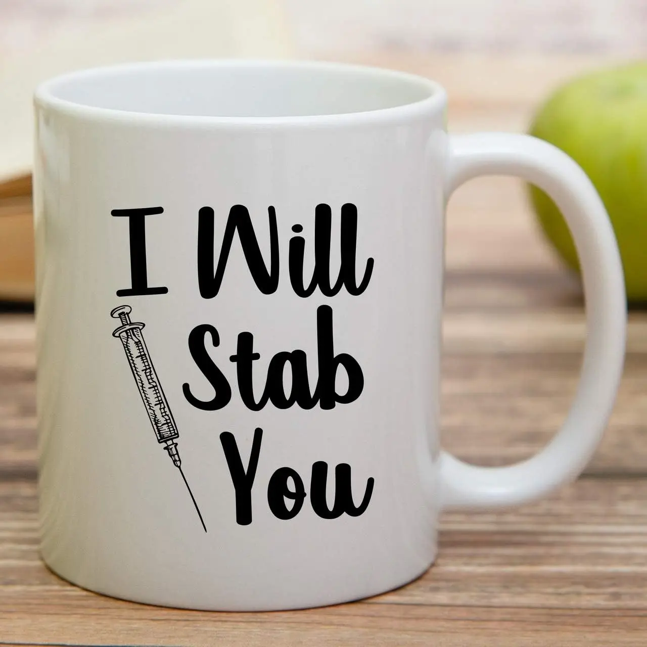 11oz Ceramic Nurse Coffee Cup - Funny Sarcastic "I Will Stab You" Heat-Resistant Drink Mug, RN Nursing Student Gift Idea for Friends Coworkers Birthday Present