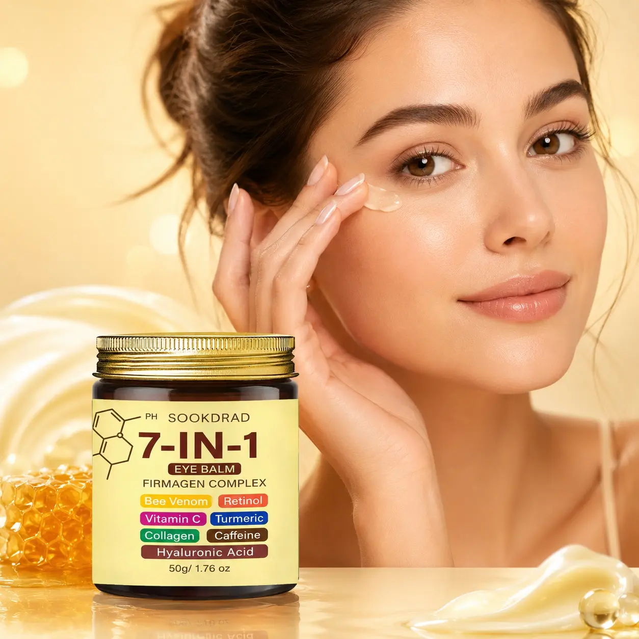 7-IN-1 Eye Balm, Bee Venom, Retinol, Vitamin C, Turmeric, Collagen, Caffeine, Hyaluronic Acid, Firming, For Eye Area, 50g/1.76 oz