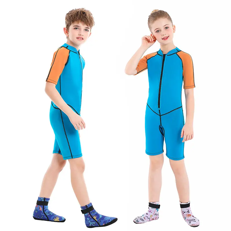 Short Sleeve Children's Wetsuit Warm Swimsuit Cold-proof Snorkeling Sunscreen Shorts One-piece