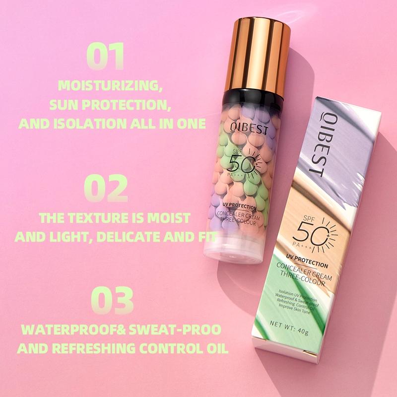 Isolation Cream Three Colors Protection, Even Skin Tone Makeup Base Brightening Primer Concealer, Isolation Cream for Flawless Look, Daily Makeup