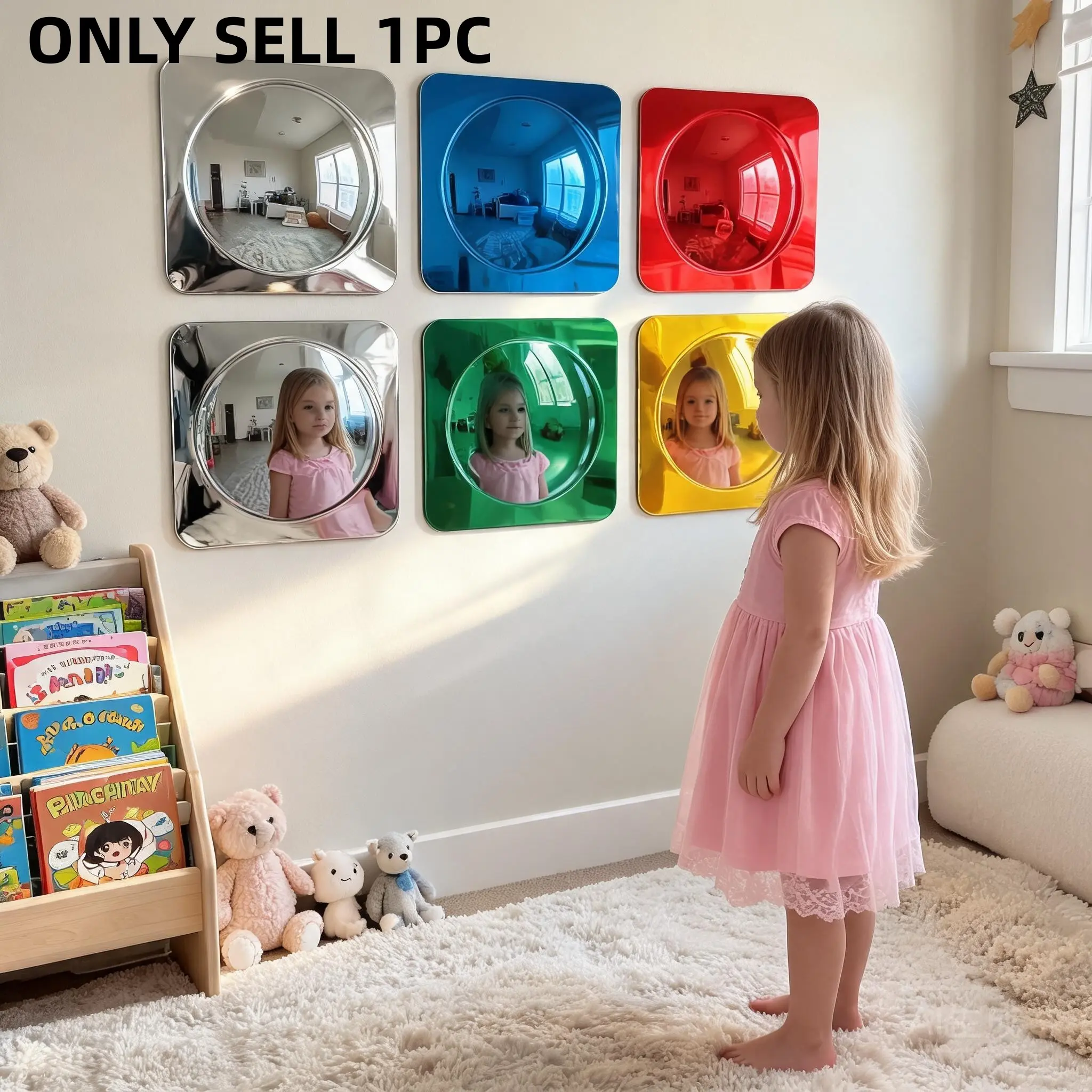 1-piece pack Interactive Acrylic Bubble Wall Mirror Sticker, Sensory Toy for Kids, Visual & Tactile Stimulation, Wall Decoration Items for Classroom or Home, Wall Stickers