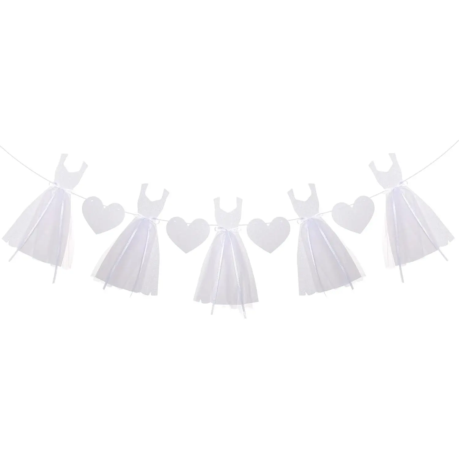 Charming Bridal Shower Decorations Glitter White Dress & Heart Bridal Shower Banner Bride to Be Banner for Engagement Party Wedding Bachelorette Chair  Photo Backdrop