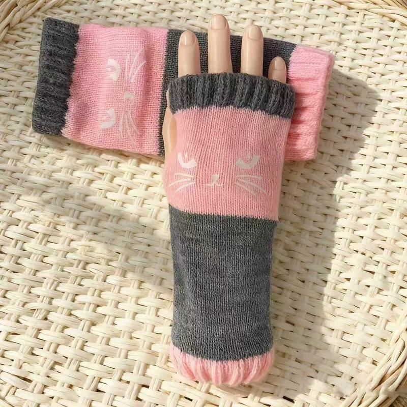Women’s Knitted Fingerless Gloves with Cute Cat Embroidery – Cozy and Stylish Hand Warmers for Casual Winter Wear and Holiday Season Outfits beanies men skull cap unisex knit fall hat wool western newsboy design style summer sportive denim baseball warm