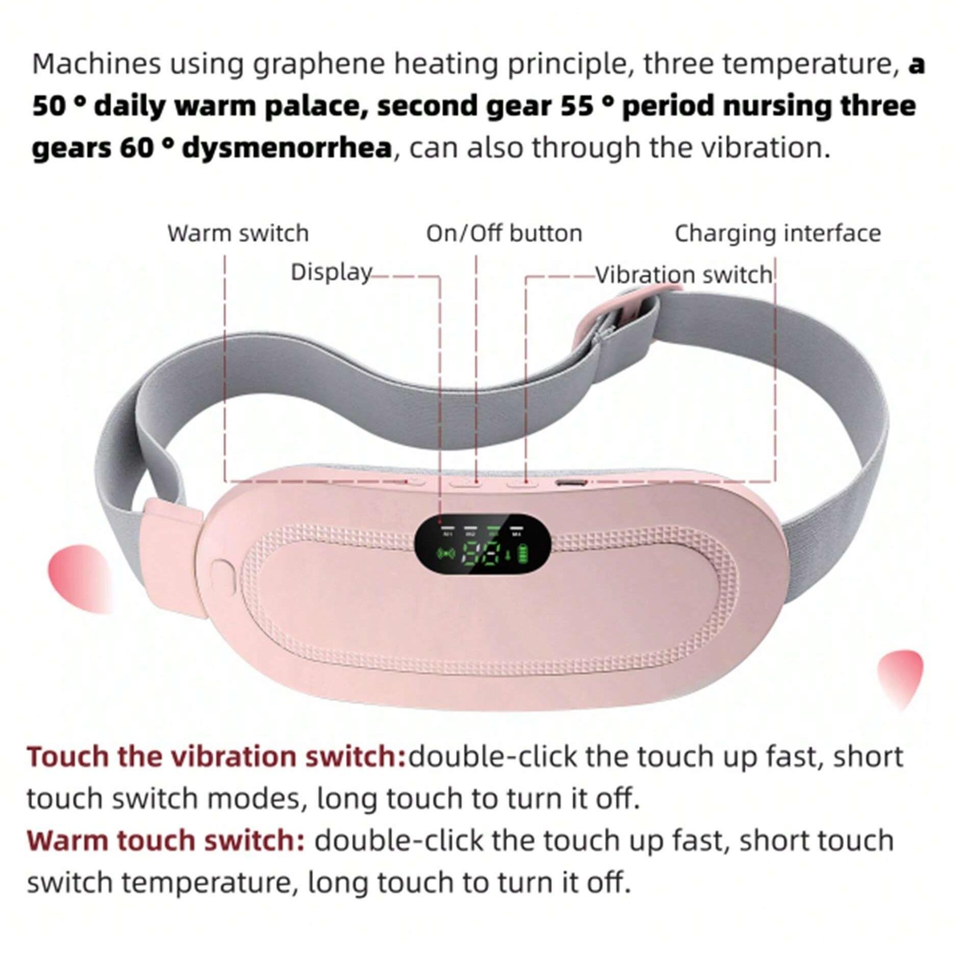 1pc Heating Waist Belt For Menstrual Cramps Relief, Portable Cordless Heating Pad For Stomach, 3-Speed Temperature Adjustment And 4-Speed Massage Modes, Back And Belly Heating Pad For Women #TOP PICKS