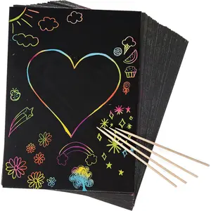 50 Piece Rainbow Scratch Paper - 4 Wooden Styluses Included - Create Rainbow Scratch Art With This Jumbo Craft Packfidget toys