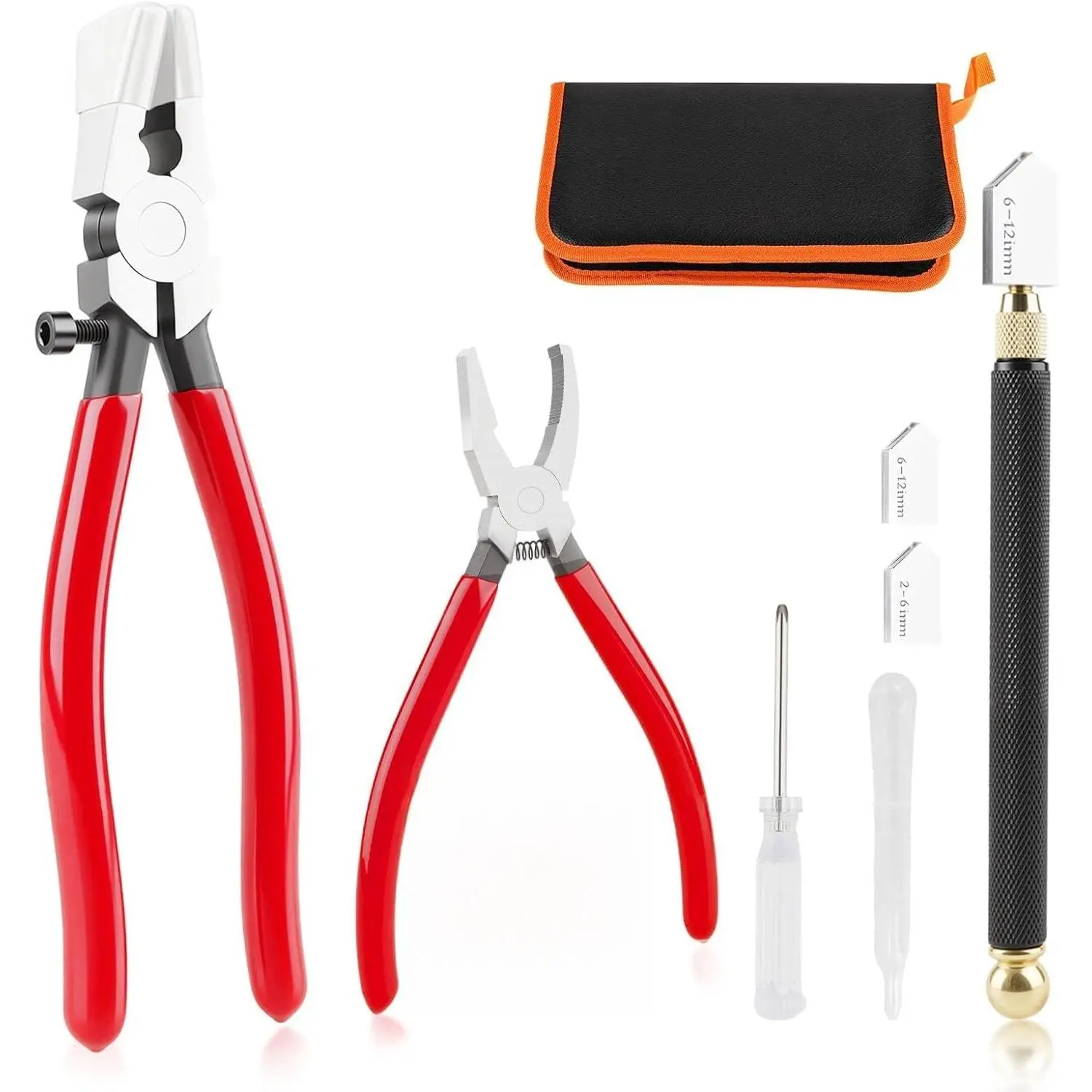 Glass  Kit, Upgrade Glass Running Breaking Pliers, 2-20MM Glass , Heavy Duty Glass  Tool for Stained Glass, Tiles, Mosaics, Fusing,  and Breaking