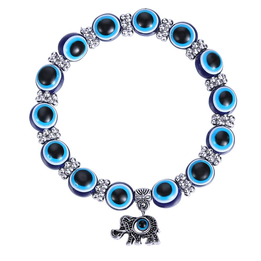 Evil Eye Bracelet Butterfly Elephant Fatima Hand Pendant Resin Beads Blue Eye Bracelet