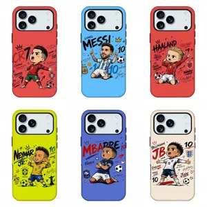 Cartoon Soccer Star Phone Case, Soccer Star Phone Case,CR7 Messi Haaland Mbappe Neymar Bellingham Cute Q Version Football Player shockproof Protective Cover For iPhone11 12 13 14 15 16 17 pro max and Samsung.Perfect gift