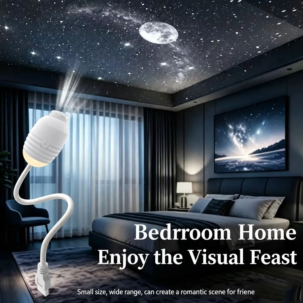 USB HD Starry Sky Night Light & Galaxy Projector, Starlight Projector – With 3, 6, or 12 glass lens films featuring patterns such as jellyfish, meteor, butterflies, and the moon. Features adjustable brightness and 360° rotation; ideal for Christmas
