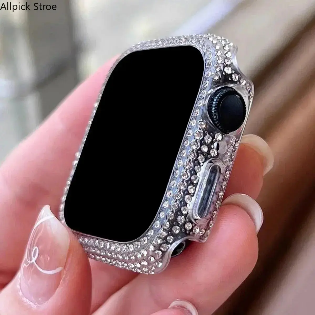 Luggage & Bag Accessory 2-in-1 Digital Wearable Smartwatch Accessory - Crystal Rhinestone Protective Case, Tempered Transparent Screen Protector, Shockproof Bumper for Smart Watch Series 2-10 & SE, Accessories, Smartwatch Accessories