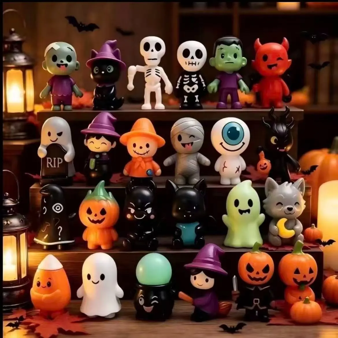 24-Piece Halloween Horror Ghost Pumpkin Doll Set, Creative Festival Party Decorations, Small Ornament Collection for Holiday Celebrations