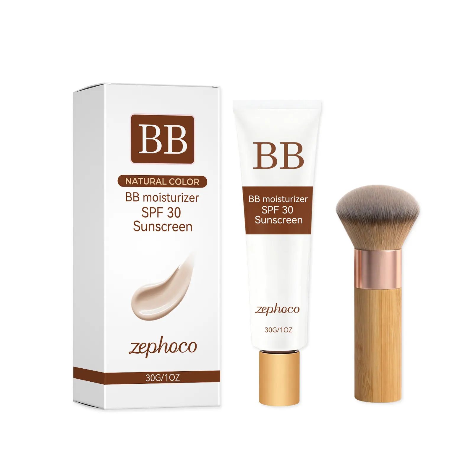 ZEPHOCO Natural Tone Hydrating BB Cream, Soft Matte Daily Base with SPF30