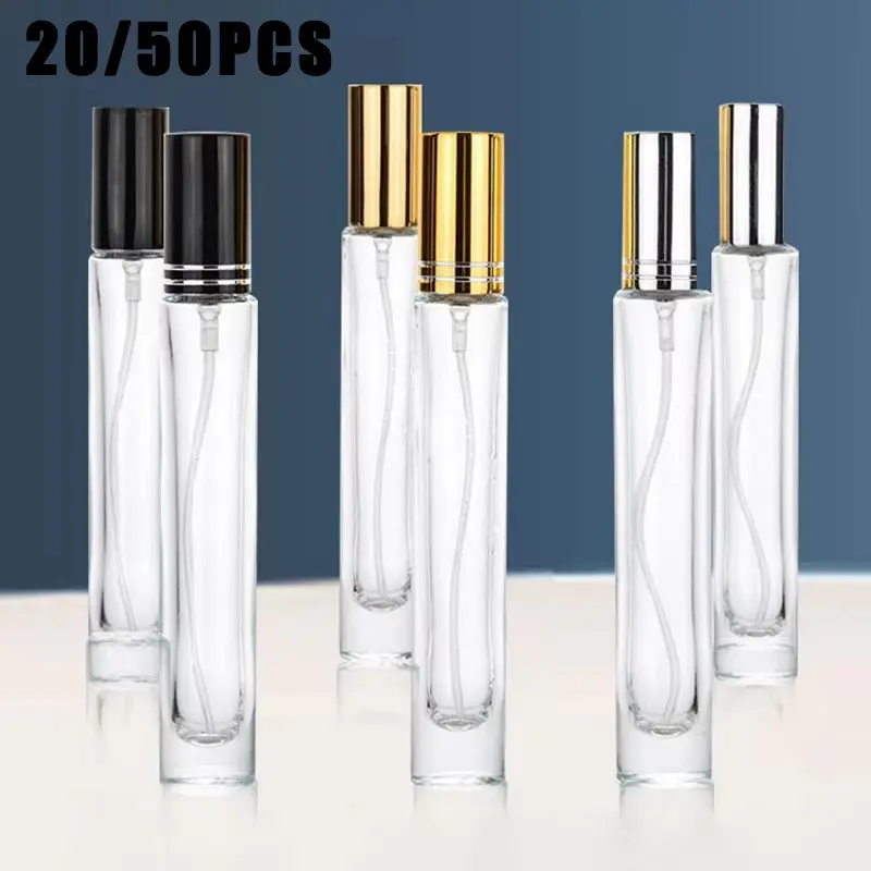 20/50 Pack 10ML Long Straight Round Glass Perfume Spray Bottles, Essential Oil Spray Bottles, Individually Packed, Ideal for Fragrance Storage