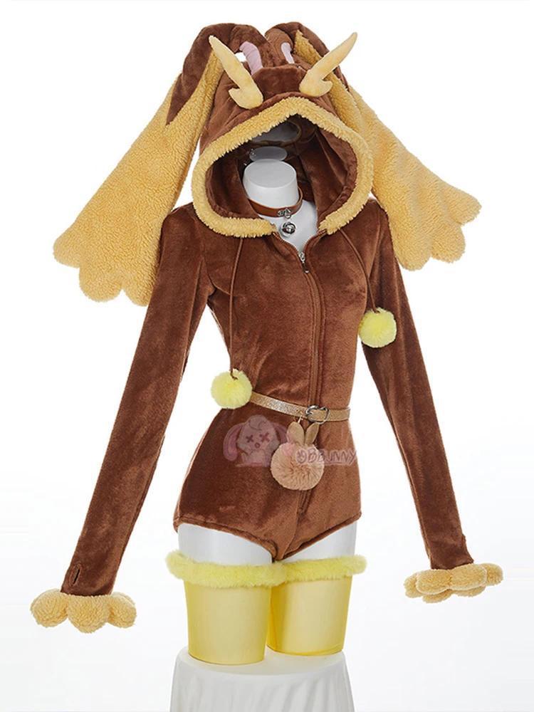Anime Lopunny Cosplay Costumes Women Sexy Hooded Bodysuit Socks Suit  Cartoon Flannel Kawaii Pajamas Jumpsuit Halloween Clothes - TikTok Shop