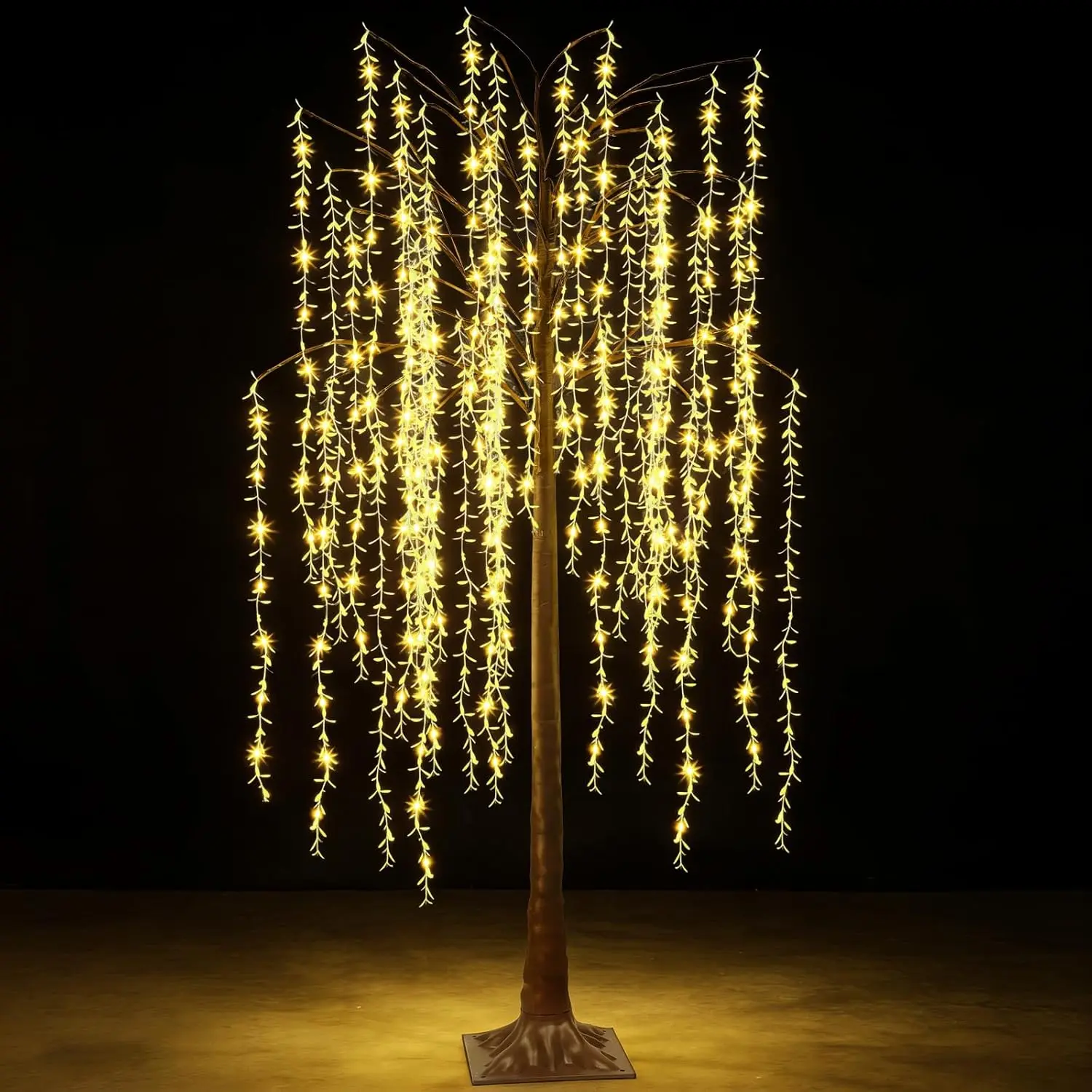 6FT Artificial Willow Tree Lights, Lighted Willow Tree for Home Bedroom Decoration, Faux Plant with Lights for Party Wedding Holiday Indoor Outdoor Decor - Plug-in Model