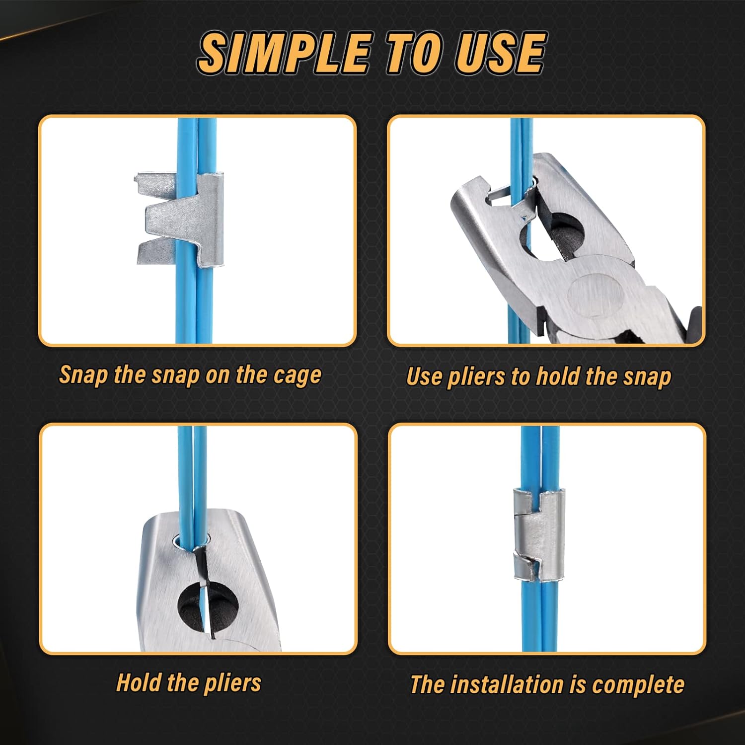 300pcs/900pcs Metal Clips for Rabbit & Chicken Cages Yellow/Orange/Green with Fence Pliers Hog Rings Installation Pliers & Snap Ring Pliers Wire Clamp Tool for Bird & Quail Wire Mesh Cage Building & Installation - Wirepliers