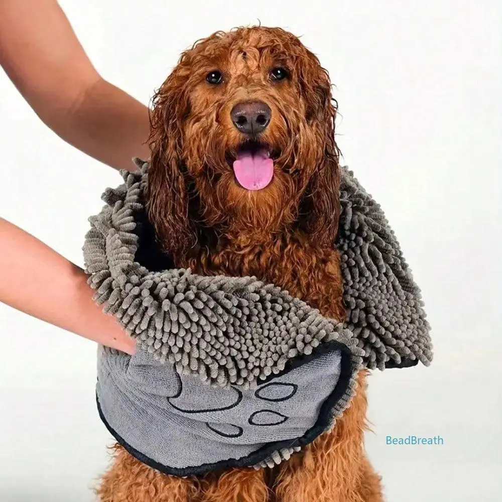 Absorbent Pet Grooming Mitt for Dogs & Cats, Flexible Soft Fabric Tool, Easy to Put On for Gentle Cleaning, Drying Towel, Bathing, Universal, Small, Ultra-Absorbent, Fur Freshness, Quick-Drying Property, Moisture Absorption, Glove-Shaped, Post-Bath Drying