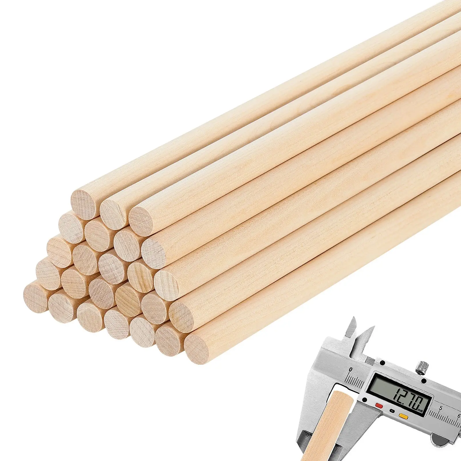 25Pcs Wooden Dowel Rods 1/2x 12 Inch Natural Birch Wood Sticks Dowels, Unfinished Hardwood Sticks for Craft and DIY Projects, One-Piece Cutting Smooth Surface Easy to Color and Paint