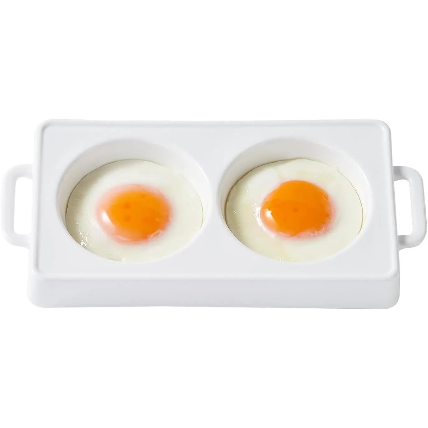 Ceramic Microwave Egg Cooker, BPA-Free 2-Cavity Egg Poacher, All-Ceramic, Non-Stick, Dishwasher Safe, Microwave Safe, Round Eggs, Breakfast Sandwiches