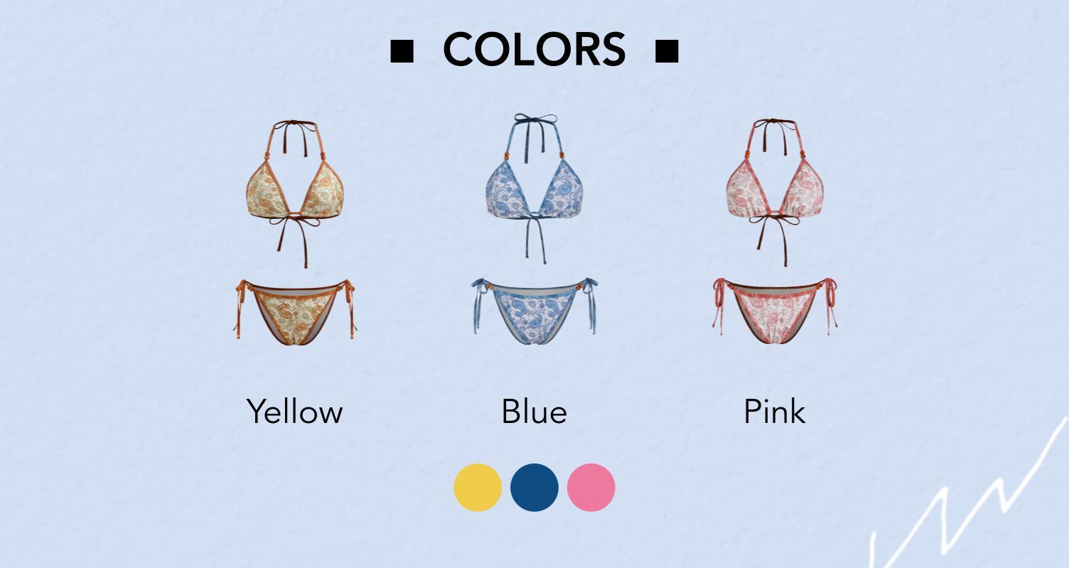 Cider V-neck Paisley Beaded Detail Triangle Bikini Set