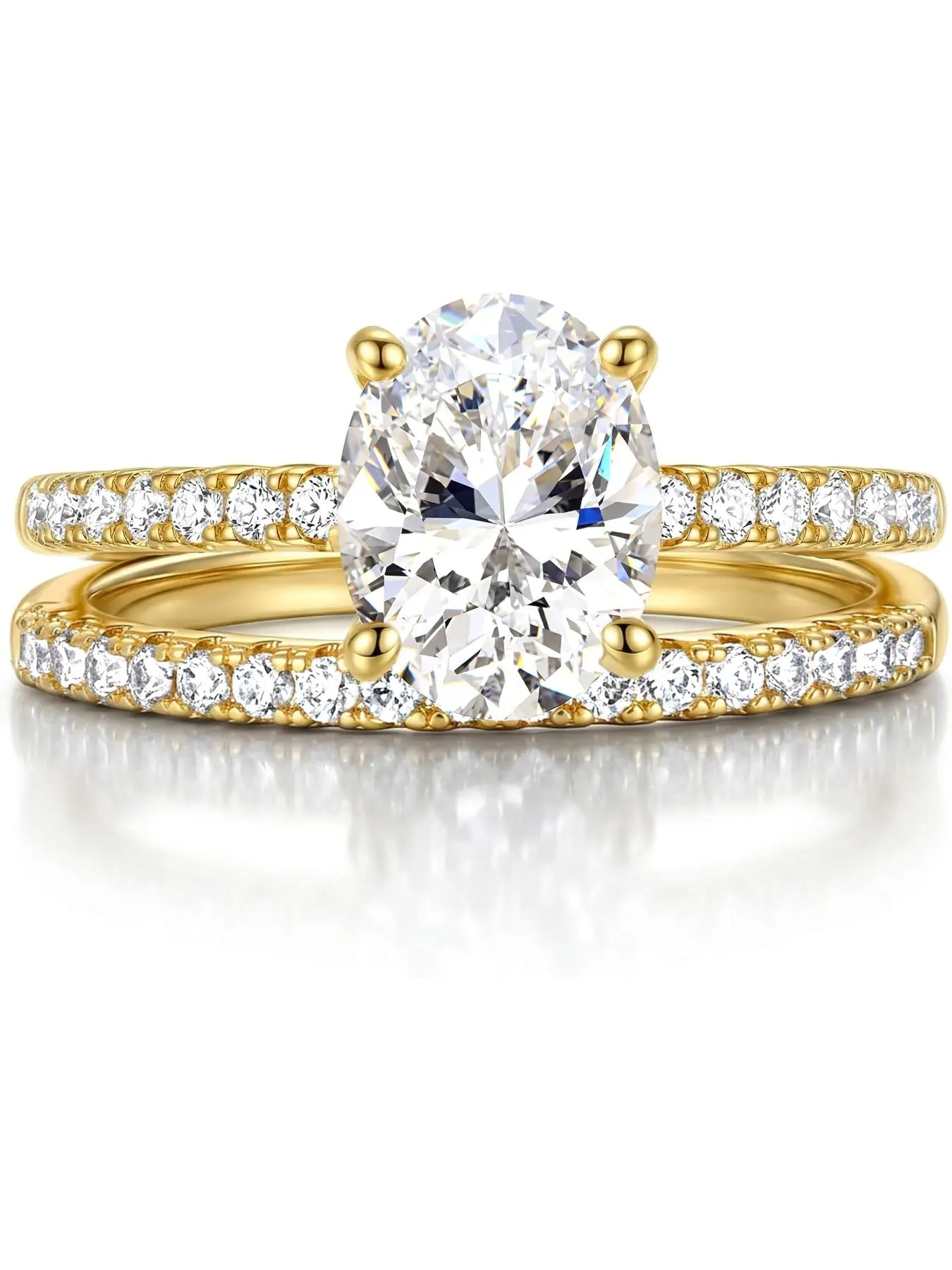 Engagement Rings for Women Non Tarnish Bridal Rings Sets Dainty Oval Cut CZ Wedding Bnand Ring Set Stackable Travel Eternity Promise Rings for Her Size 5-10