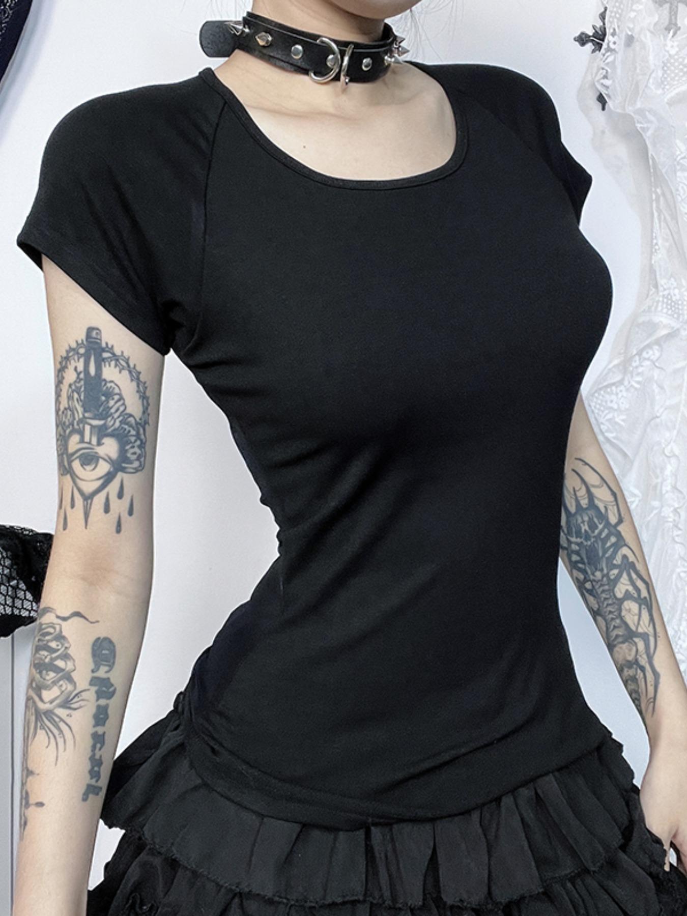 Women's Angel Print Sheer Round Neck Tee, Fashion Casual Crew Neck Short Sleeve T-shirt for Daily Holiday Vacation Outdoor Wear, Ladies Clothes for All Seasons,  Clothes for Women, Top, Womenswear