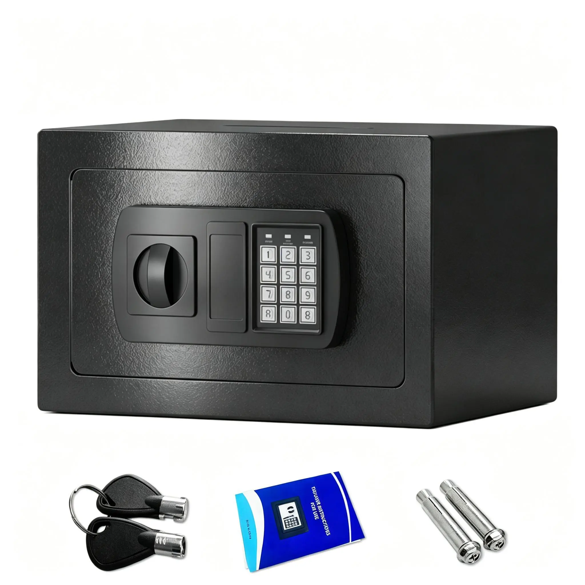 Small Digital Lock Safe Box 0.23/0.44 Cu Ft Mini Money Security Safe with Keypad & Keys Black for Hotel Home Business Jewelry