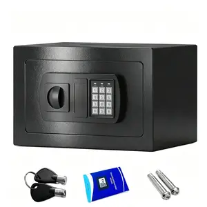 Small Digital Lock Safe Box 0.23/0.44 Cu Ft Mini Money Security Safe with Keypad & Keys Black for Hotel Home Business Jewelry