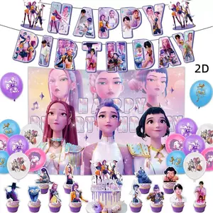 Popular Cartoon Girls Group Birthday Party Decorations Set,Singing Girls Theme Party Prominent Happy Birthday Banner, Balloon Set,Top Decoration Of Cake,Birthday Gifts For Girls Aged 4/5/6/7/8, Birthday and Event Supplies