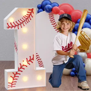 Baseball Birthday Decorations 3ft Large Big Light Up Cardboard Number 1 for First 1st 21st Party Decor