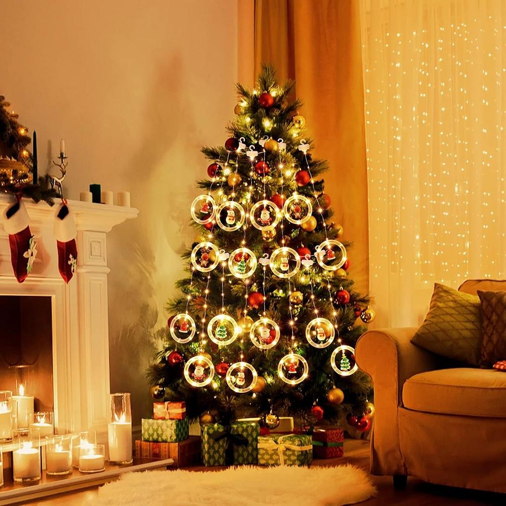 1PC Christmas Window Light,  Ornament LED Curtain Lights ,USB Powered DIY Light String with Remote Control, Cartoon Shape LED Lantern for Bedroom Patio Garden Party Home Indoor Outdoor Decor, Lighted Lantern