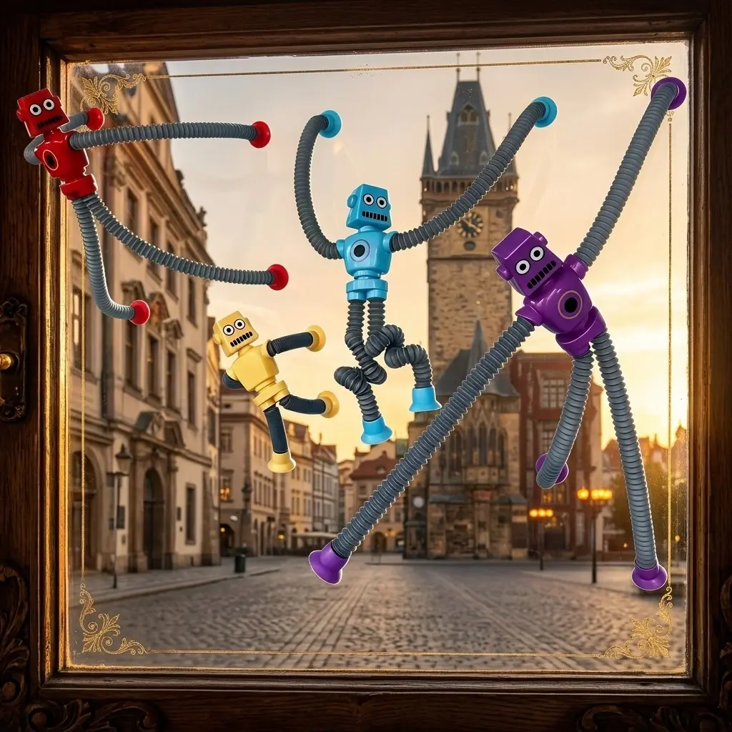 4-Piece Transforming Robot Toy, Cartoon Creative Puzzle, Stress Relief, No Battery Needed, Perfect Gift for Boys and Girls