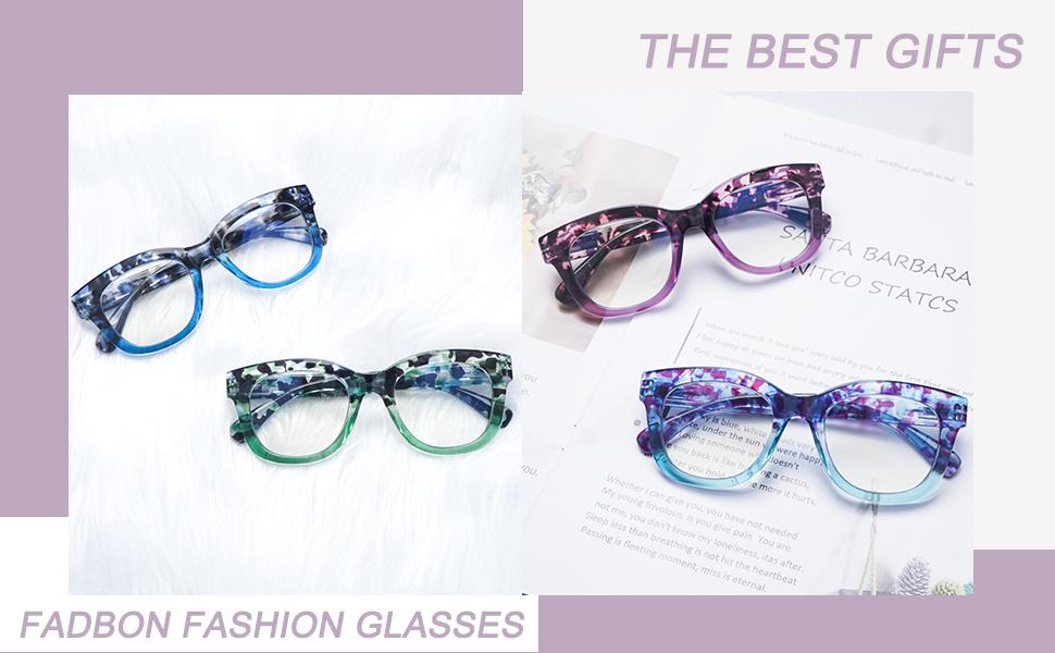 4 Pack Progressive Multifocus Reading Glasses for Women Blue Light Blocking Multifocal Readers with Spring Hinge