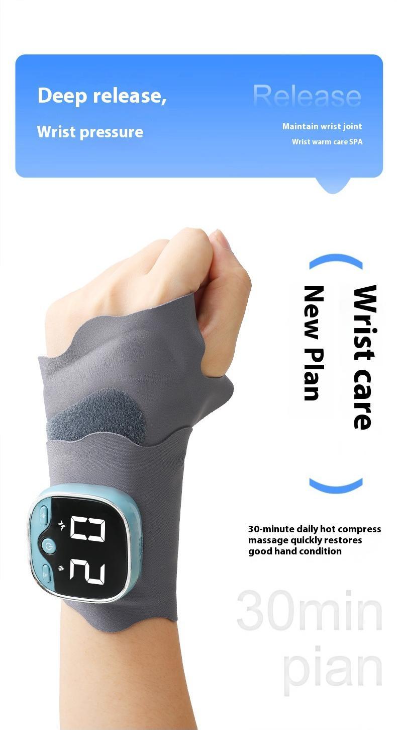 Portable Heated Wrist Massager with Vibration - 5 Massage Modes & 9 Intensity Levels, USB Rechargeable Cordless Hand Care Massager Heating Wrap for Tendonitis Arthritis Rheumatism Home Office Work Outdoor Sports Hands Pain Relief, Gift for Mom Dad Christm