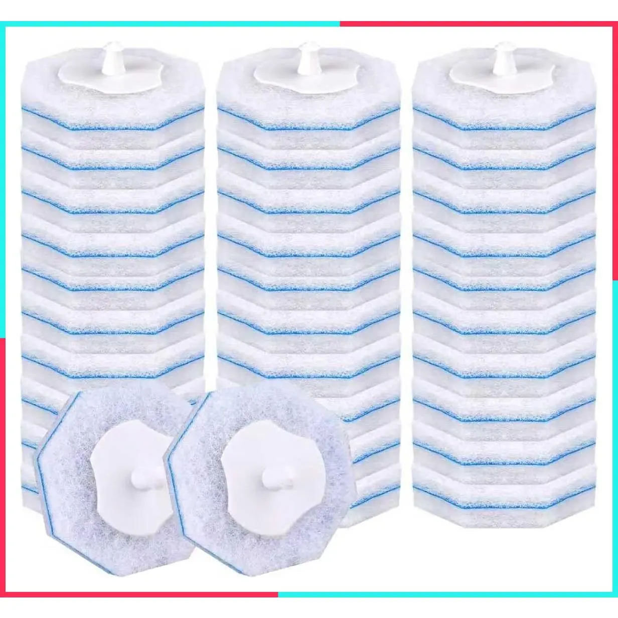 30 Count Disposable Toilet Brush Heads, Toilet Bowl Wand Refills, Toilet Scrubber Refills, Toilet Cleaning Sponge Heads for Bathtub and Floor