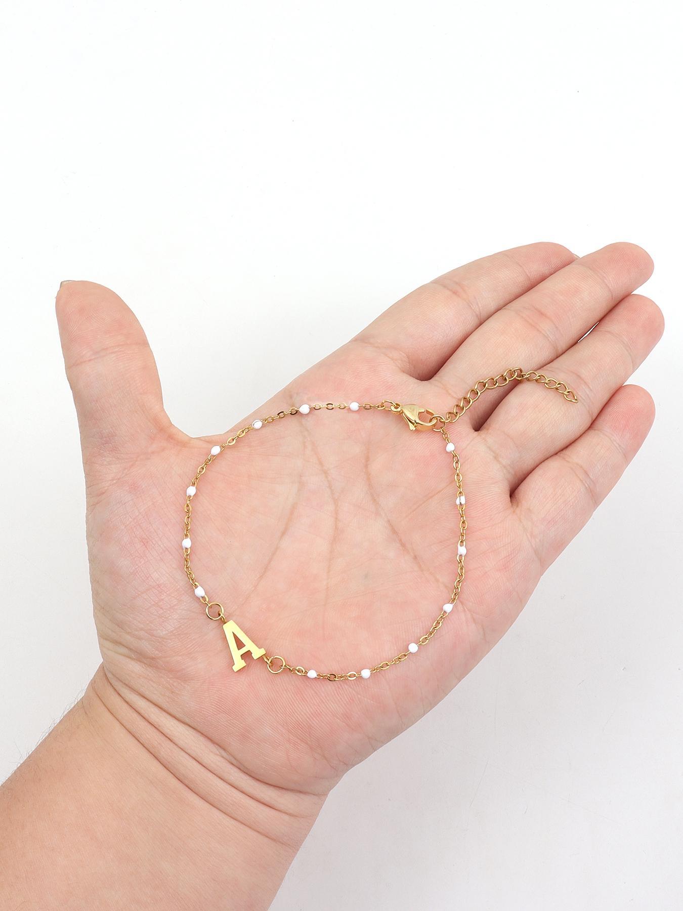 Summer Fashion Letter Detail Link Bracelet, Summer Jewelry, Stainless Steel High Quality Bracelet for Women for Party, Daily Clothing Decor, Trendy All-match & Exquisite Jewelry for Birthday Gift, Gifts for Wife, Fashionable Jewelry