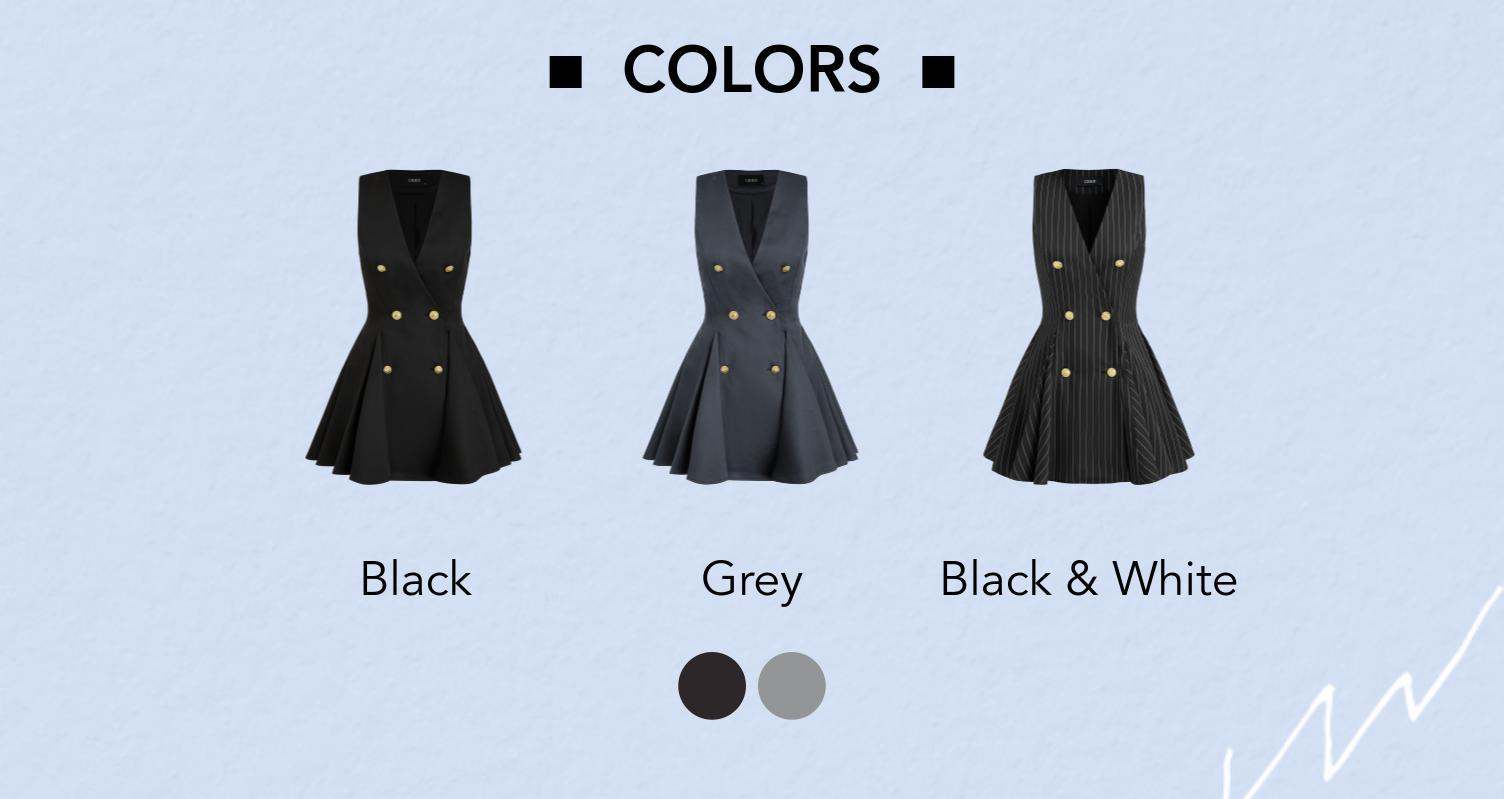 Cider V-neck Solid Button Ruffle Hem Mini Dress