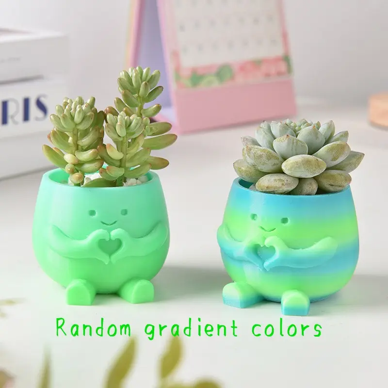 1pc 3D Printed Flower Pot, Random Color, Lightweight Plastic, Outdoor Desktop Planter, Irregular Shape, Office Desk Decor, Succulent Container