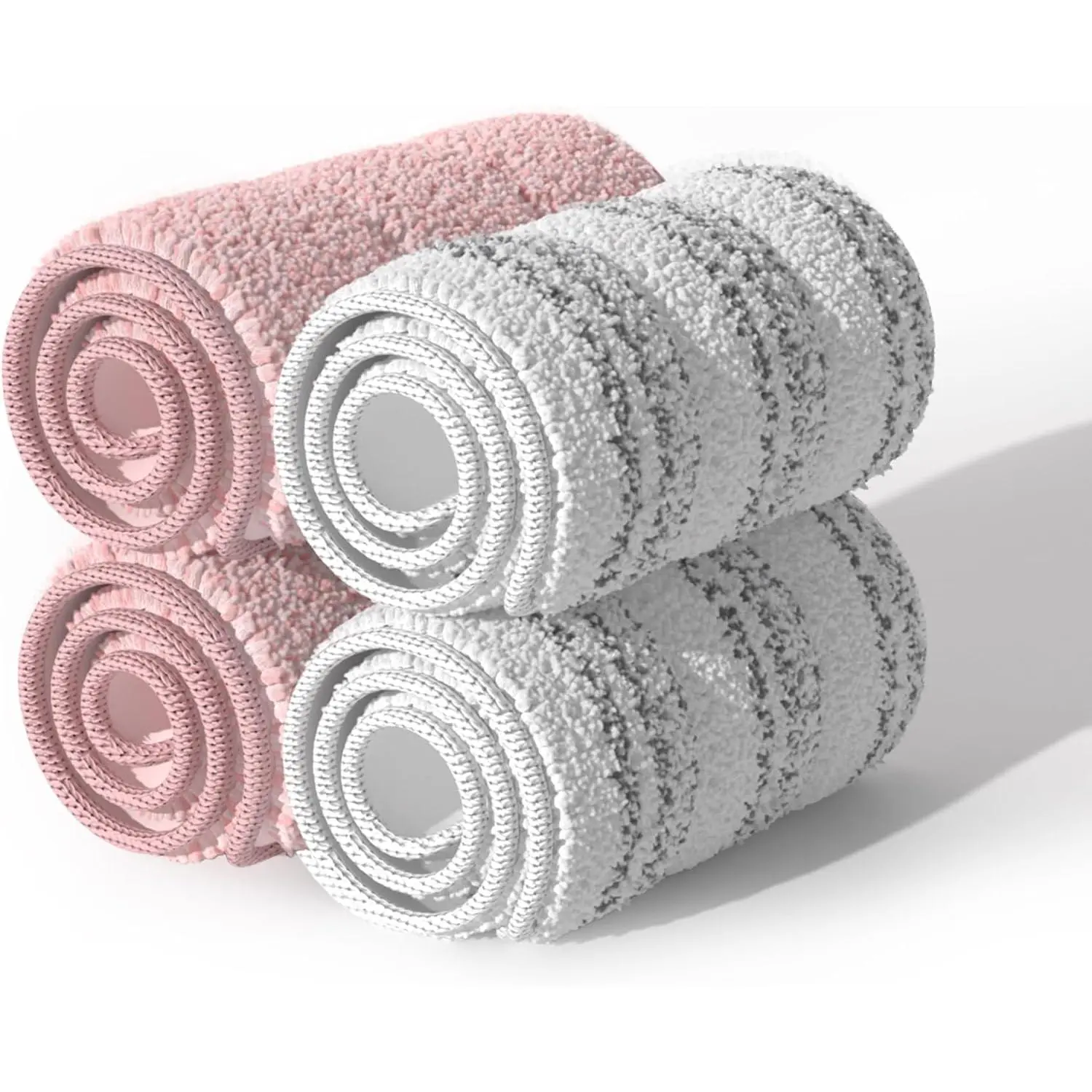 Microfiber  Pads for 13" Flat Mop System,  Mop Refills, 4-Pack, Stripe and